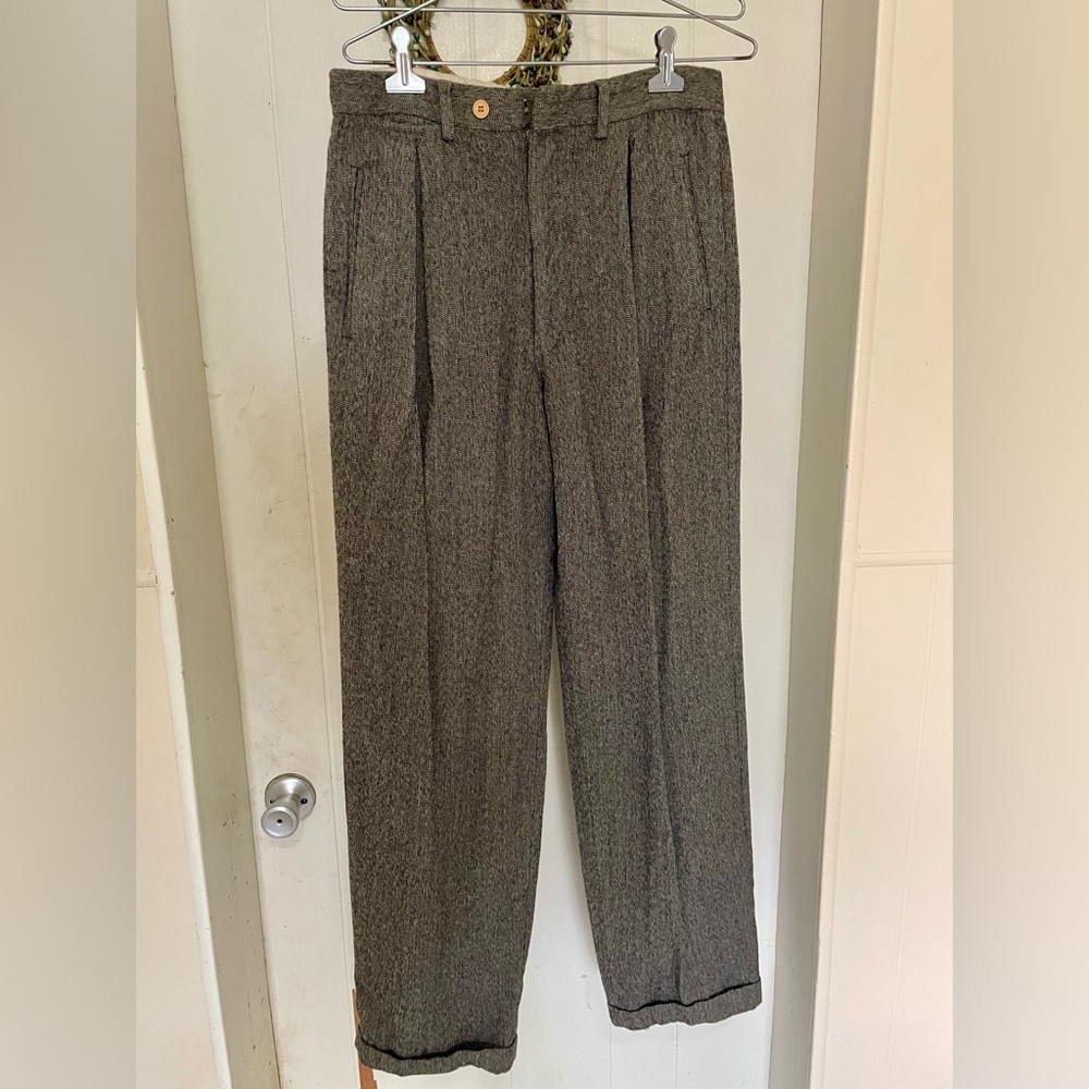 Giorgio Armani Men's Charcoal Gray Pleated Dress Pants